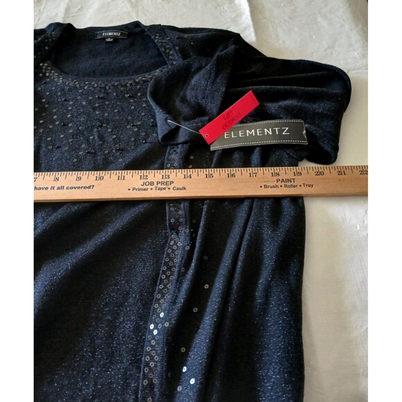 NWT Elementz Women's LARGE Black Sweater Tank Sequin One Piece Long Sleeve Work - Picture 7 of 11